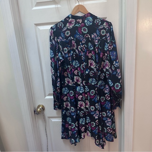 Isabel Marant Silk Floral Long Sleeve Verikio Dress 36 $1395 blue black - Picture 4 of 11